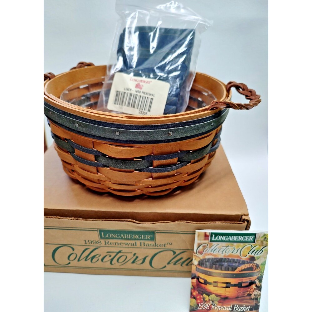 Longaberger 1998 Renewal Basket Collectors Club Liner Protector Box 8" x 4"